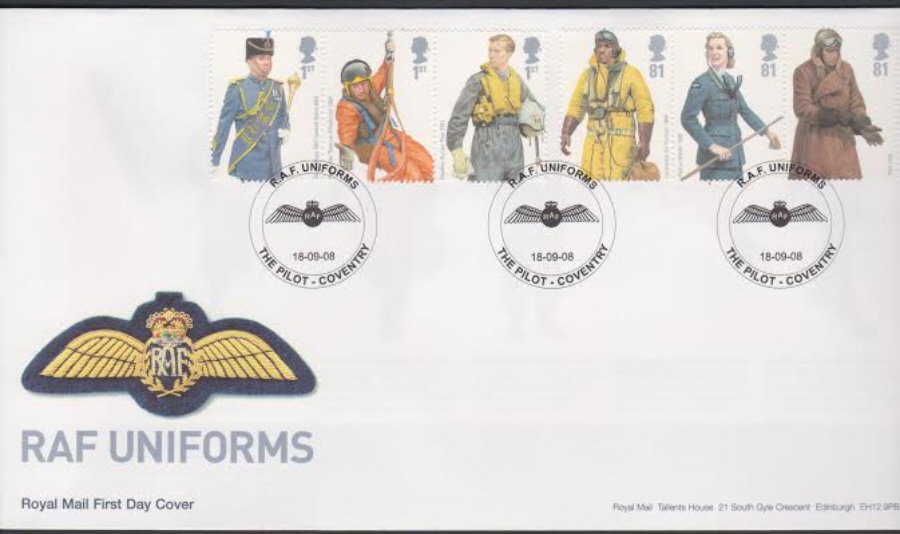 2008 -R A F Uniforms FDC - The Pilot Coventry Postmark