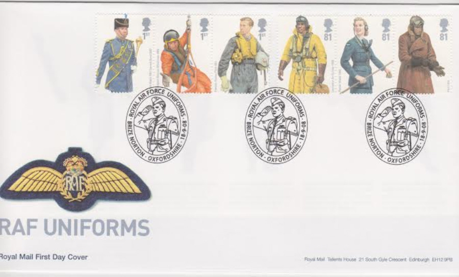 2008 -R A F Uniforms FDC - Brize Norton, Oxfordshire Postmark