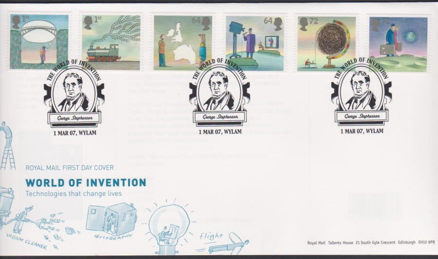 2007 -World of Invention First Day Cover - George Stephenson Postmark
