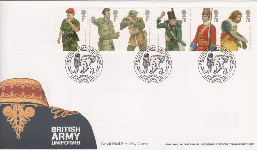 2007 -British Army Uniforms First Day Cover - London SW1 Postmark - Click Image to Close