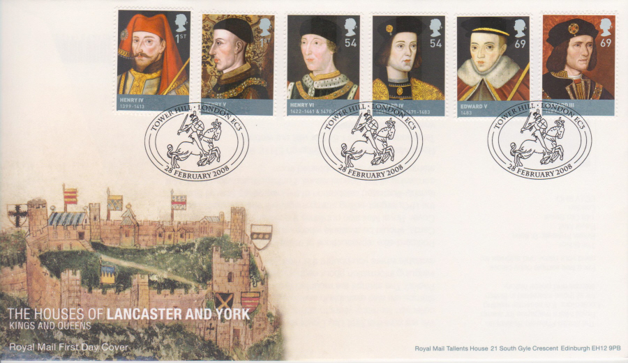 2008 -House of Lancaster & York FDC - Tower Hill London EC3 Postmark - Click Image to Close