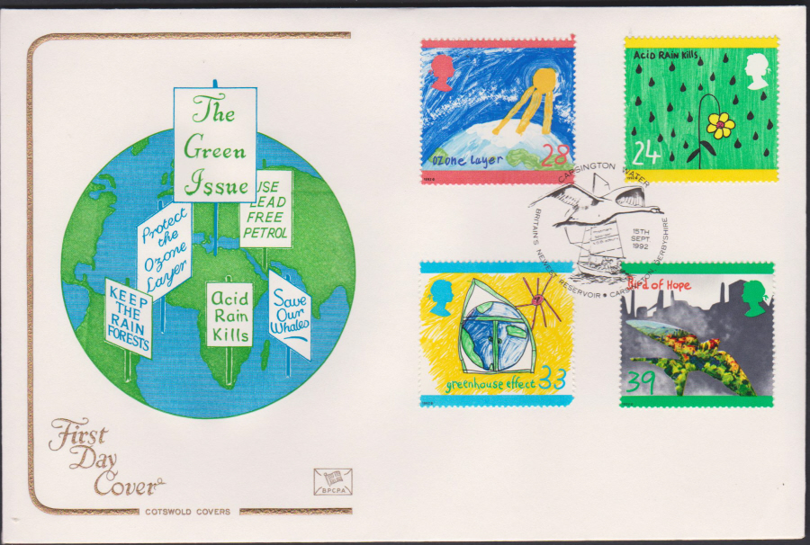 1992 - Green Issue First Day Cover COTSWOLD -Carsington Water, Derbyshire Postmark - Click Image to Close