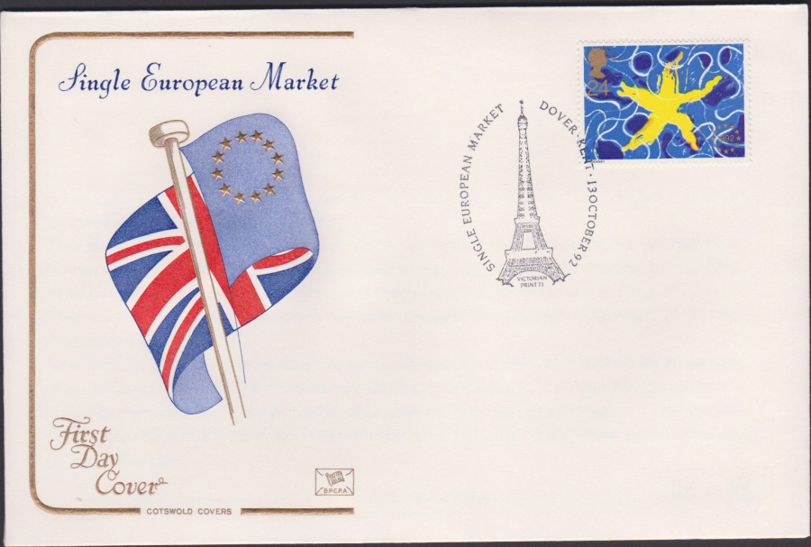 1992 - Single European Market First Day Cover COTSWOLD -Dover, Kent Postmark