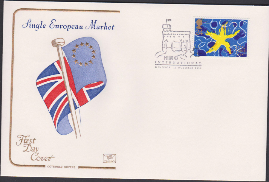 1992 - Single European Market First Day Cover COTSWOLD - HMC International, Windsor Postmark - Click Image to Close