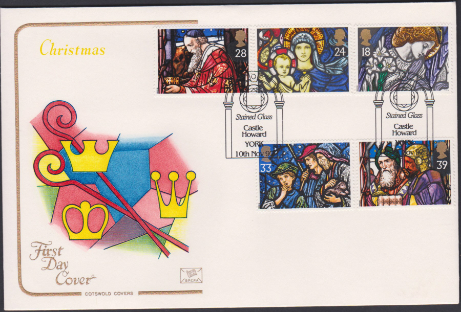 1992 - Christmas Set First Day Cover COTSWOLD - Castle Howard York Postmark