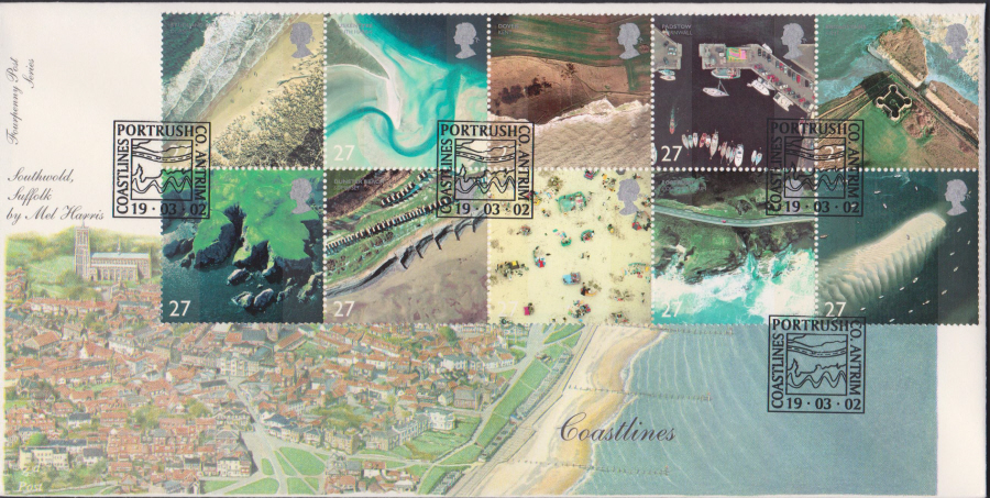 2002 -4d Post Coastlines FDC Port Rush,Co Antrim Postmark
