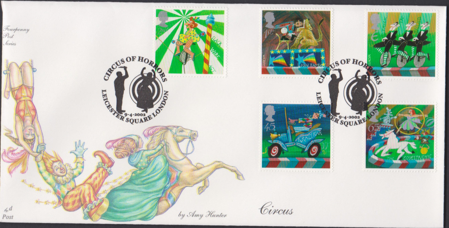 2002 -4d Post Circus FDC Circus of Horrors,London Postmark