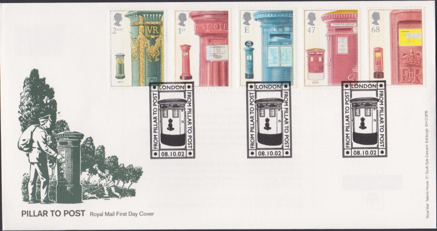 2002 -Pillar to Post FDC 4d Post -From Pillar to Post, London Postmark