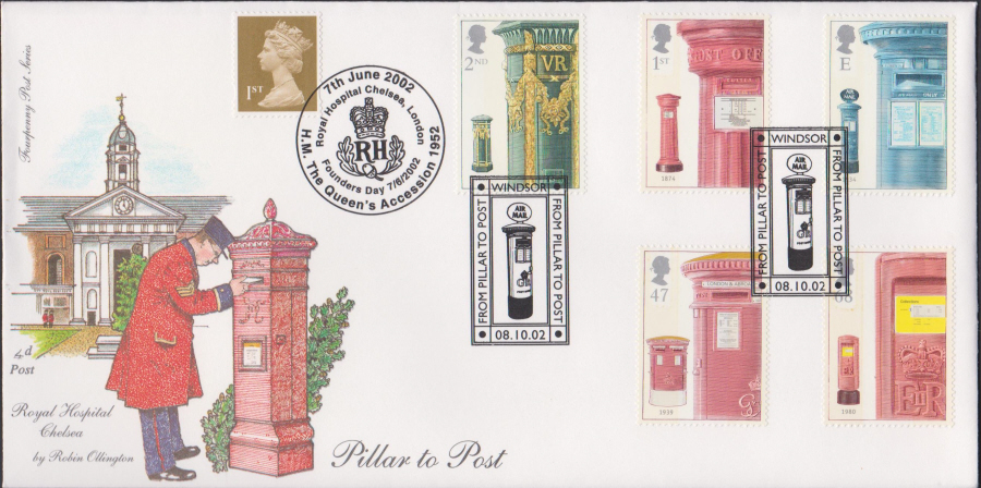 2002 -Pillar to Post FDC 4d Post -From Pillar to Post,Windsor Postmark Dual postmarks