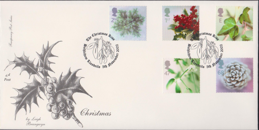2002 -Christmas FDC 4d Post -Bethlehem,Llanbeilo Postmark