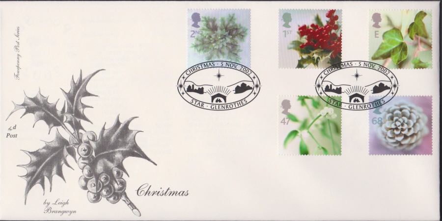 2002 -Christmas FDC 4d Post -Star, Glenrothes Postmark