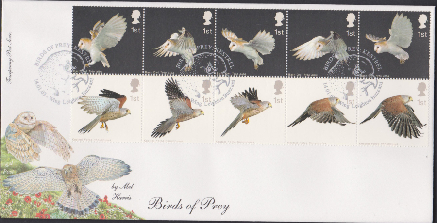 2003 -Birds of Prey FDC 4d Post -Long Leighton Buzzard Postmark