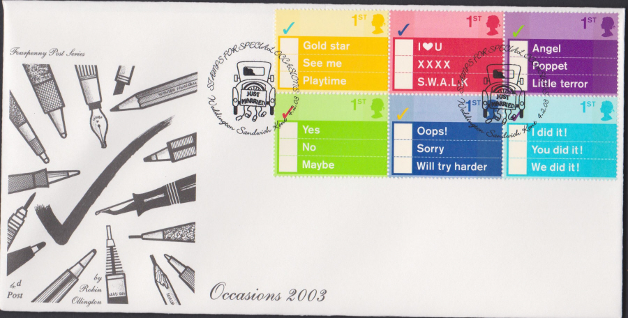 2003 -Occasions FDC 4d Post - Weddington,Sandwich,Kent Postmark - Click Image to Close