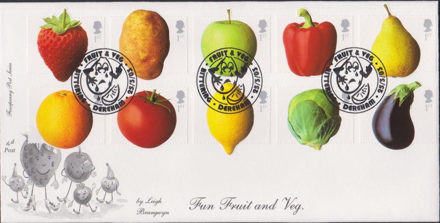 2003 -Fruit & Veg FDC 4d Post - Bittering, Durham Postmark - Click Image to Close