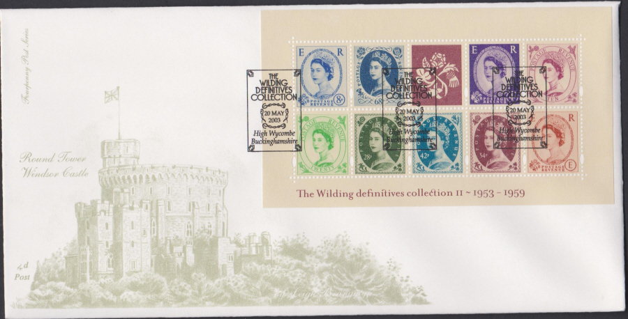 2003 - Wildings Mini Sheet No2 FDC 4d Post - High Wycombe,Buckinghamshire Postmark
