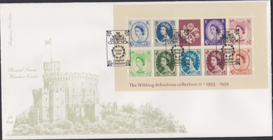 2003 - Wildings Mini Sheet No2 FDC 4d Post - Longford, Gloucestershire Postmark