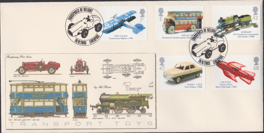 2003 - Transport Toys Set FDC 4d Post -Liverpool Postmark - Click Image to Close