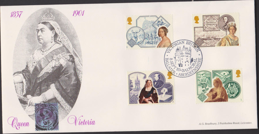 1987- Victorian Britain First Day Cover BRADBURY Balmoral,Aberdeenshire Postmark
