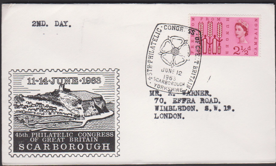 1963 45th Philatelic Congress G B Scarborough Cover 2nd Day