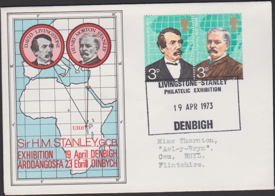 1973 British Explorers Exhibition Cover Denbigh - Click Image to Close