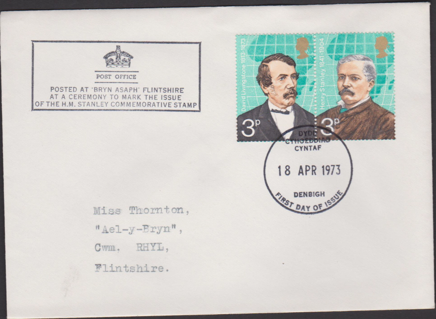 1973 British Explorers Cover Denbigh F D C - Click Image to Close