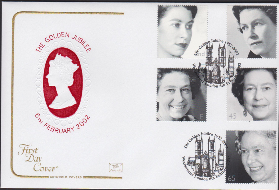 2002 - Queens Golden Jubilee COTSWOLD FDC Westminster London Postmark - Click Image to Close
