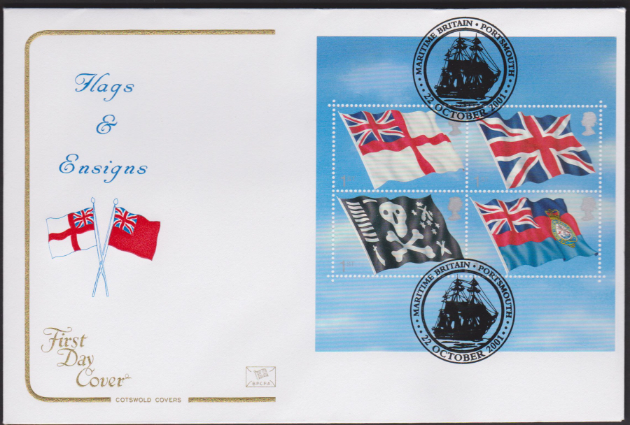 2001 Flags & Ensigns FDC COTSWOLD -Maritime Britain,Portsmouth Postmark - Click Image to Close