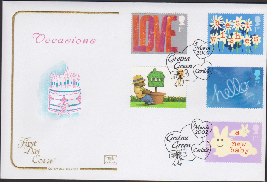 2002 - Occasions COTSWOLD FDC Gretna Green, Carlisle Postmark