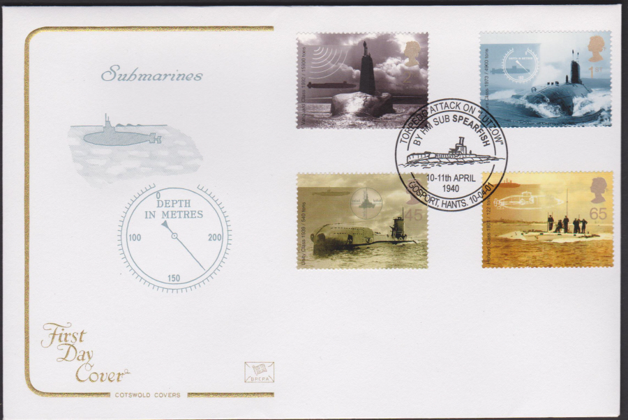 2001 - Submarines FDC Cotswold -Spearfish Gosport, Hants Postmark