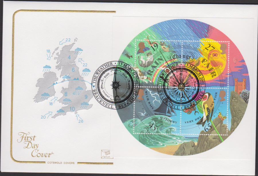 2001 -Weather Mini Sheet FDC COTSWOLD - The Weather Different Bracknell,Postmark