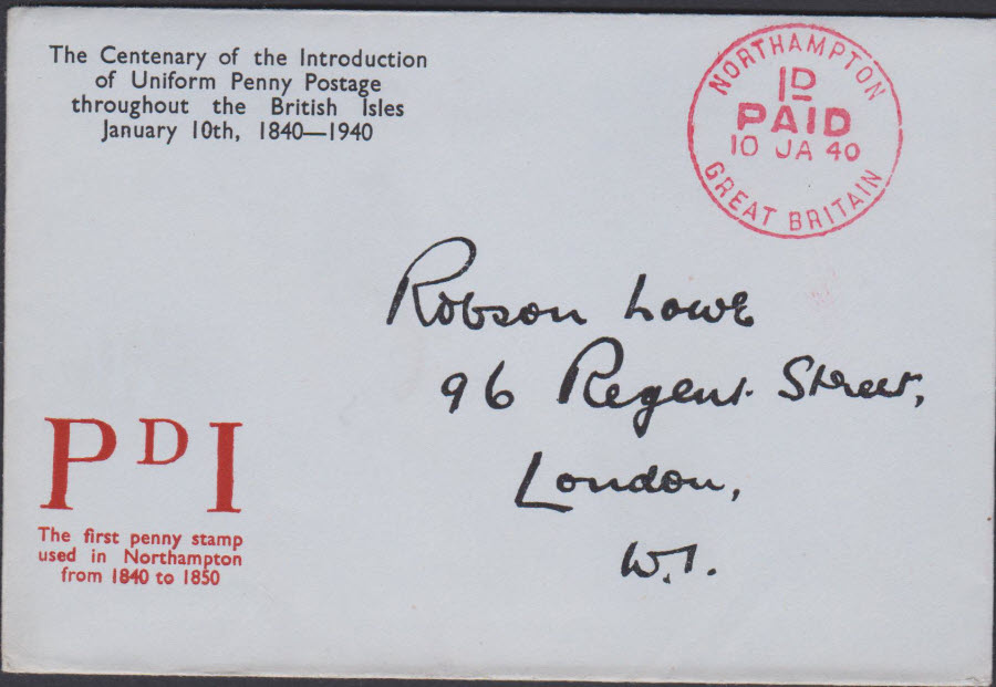 1940 - Robson Lowe Uniform Penny Post Cover Northampton