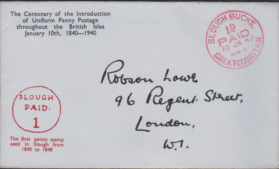 1940 - Robson Lowe Uniform Penny Post Cover Slough,Bucks - Click Image to Close