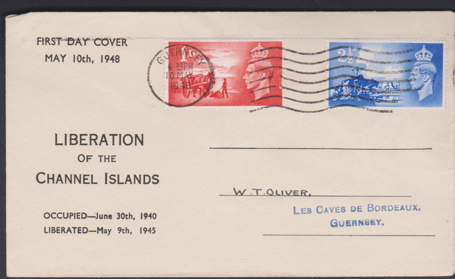 1948- Liberation of Channel Islands First Day Cover Illustrated Guernsey Slogan