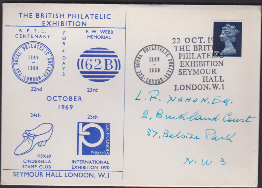 1969 British Philatelic Exhibition London W 1 Cover