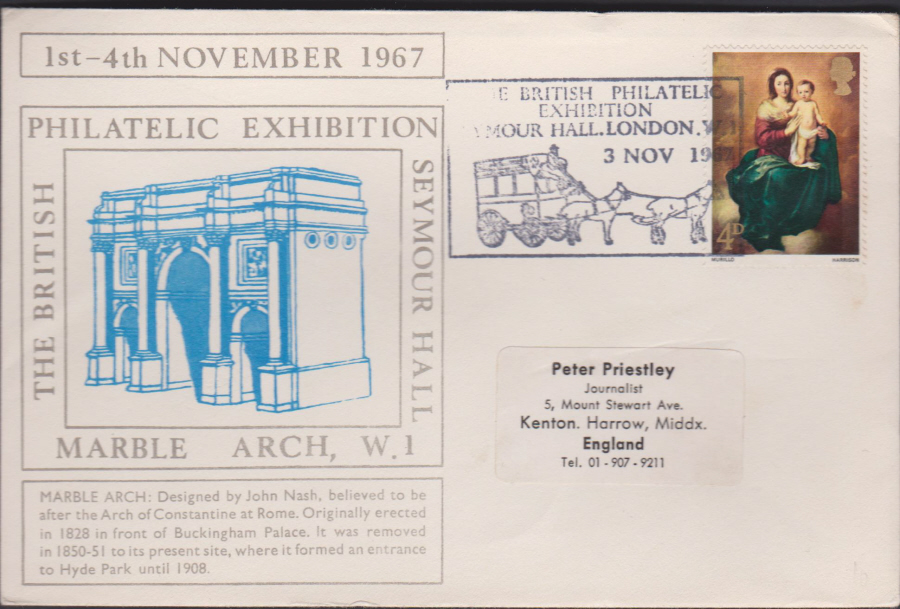 1967 British Philatelic Exhibition London W 1 Cover
