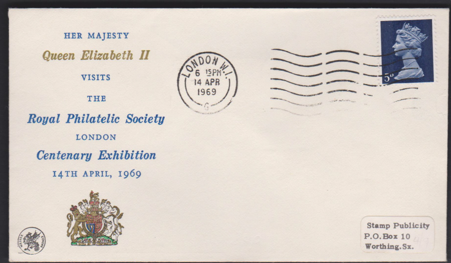 1969 Queens Visit to Royal Philatelic Society Exhibition London Cover - Click Image to Close