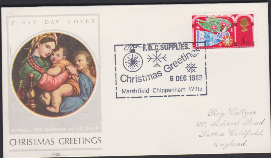 1969 Philart Christmas Cover with Cotswold F D C Supplies handstamp - Click Image to Close
