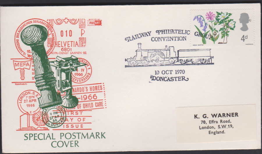 1970 Railway Philatelic Group Conventiion Doncaster Cover - Click Image to Close