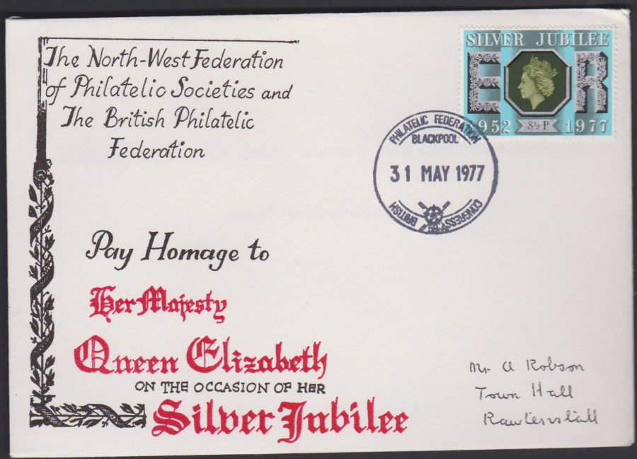 1977 North-West Federation Philatelic Societies Cover Blackpool postmark - Click Image to Close