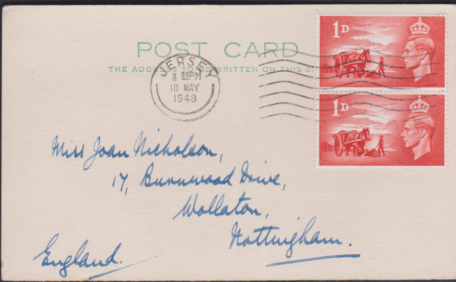 1948- Channel Island Liberation plain First Day Cover Jersey 1d Slogan