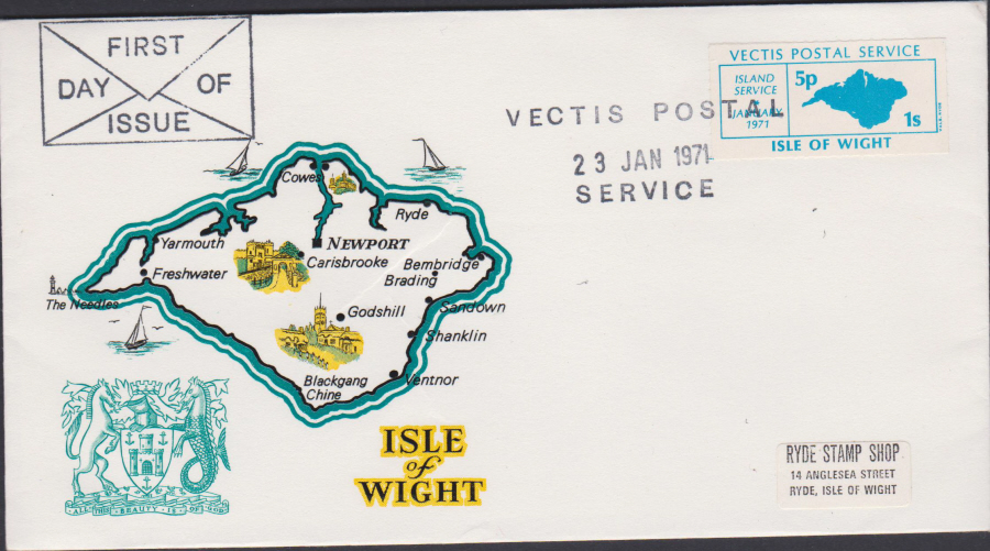 1971 Private Post Vectis Postal Service First Day of Issue Blue