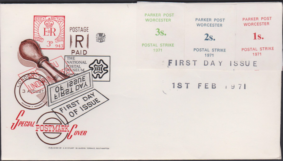 1971 Parker Post Worcester Postal Strike 1971 First Day of Issue - Click Image to Close