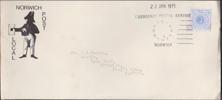 1971 Private Post Norwich Post Emergency Postal Service - Click Image to Close