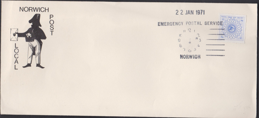 1971 Private Post Norwich Post Emergency Postal Service different time - Click Image to Close