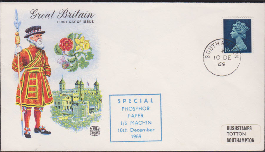 1969 -Stuart Definitve 1/6 Stamp - First Day Cover - Southampton Postmark