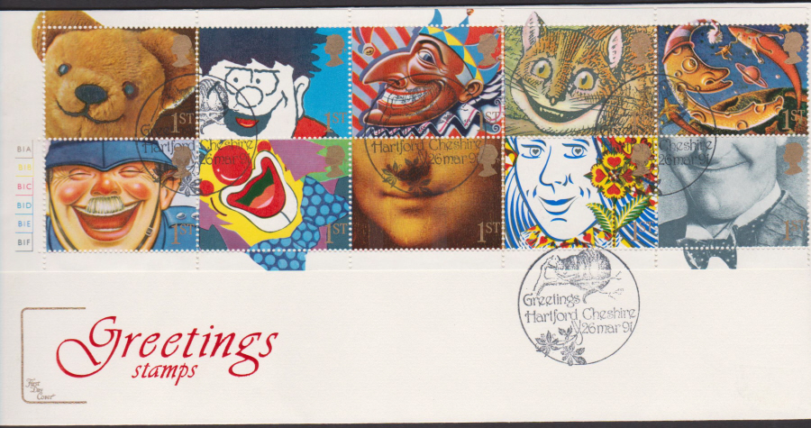 1991 - Cotswold FDC Greetings Stamps :-Hartford,Cheshire Postmark - Click Image to Close