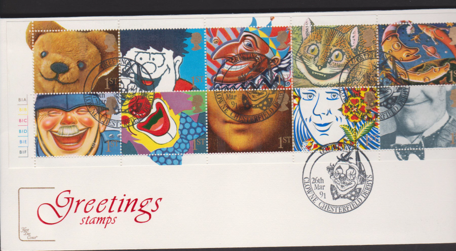 1991 - Cotswold FDC Greetings Stamps :-Clowne Postmark