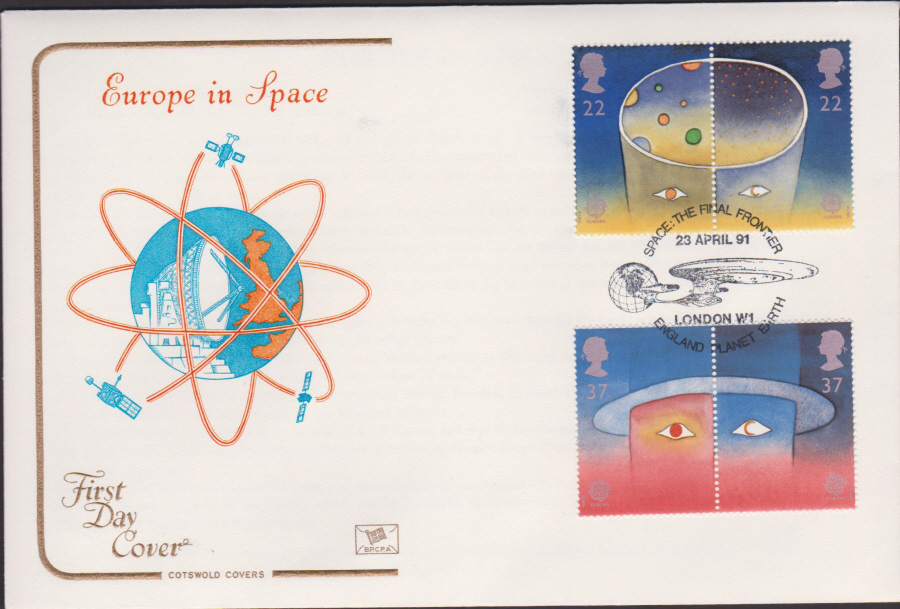 1991 - Cotswold FDC Europe in Space :-Space the Final Frontier London Postmark