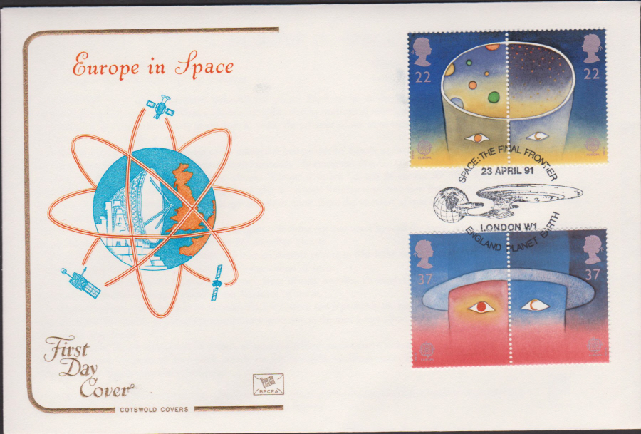 1991 - Cotswold FDC Europe in Space :-Space the Final Frontier London Postmark