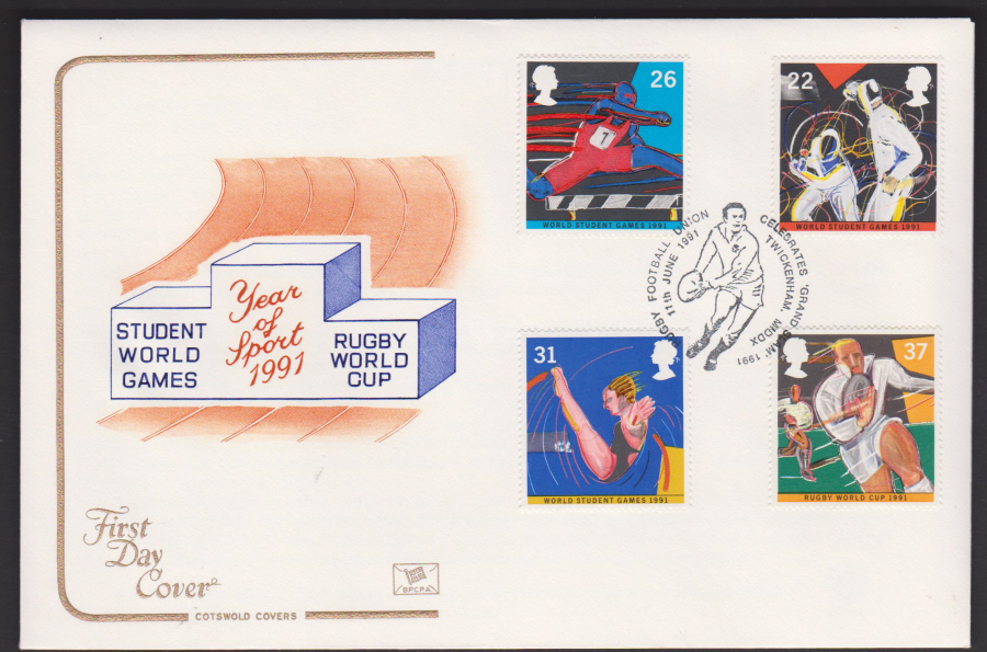 1991 - Cotswold FDC Sport Stamps :-, Rugby Football Union, Twickenham Postmark